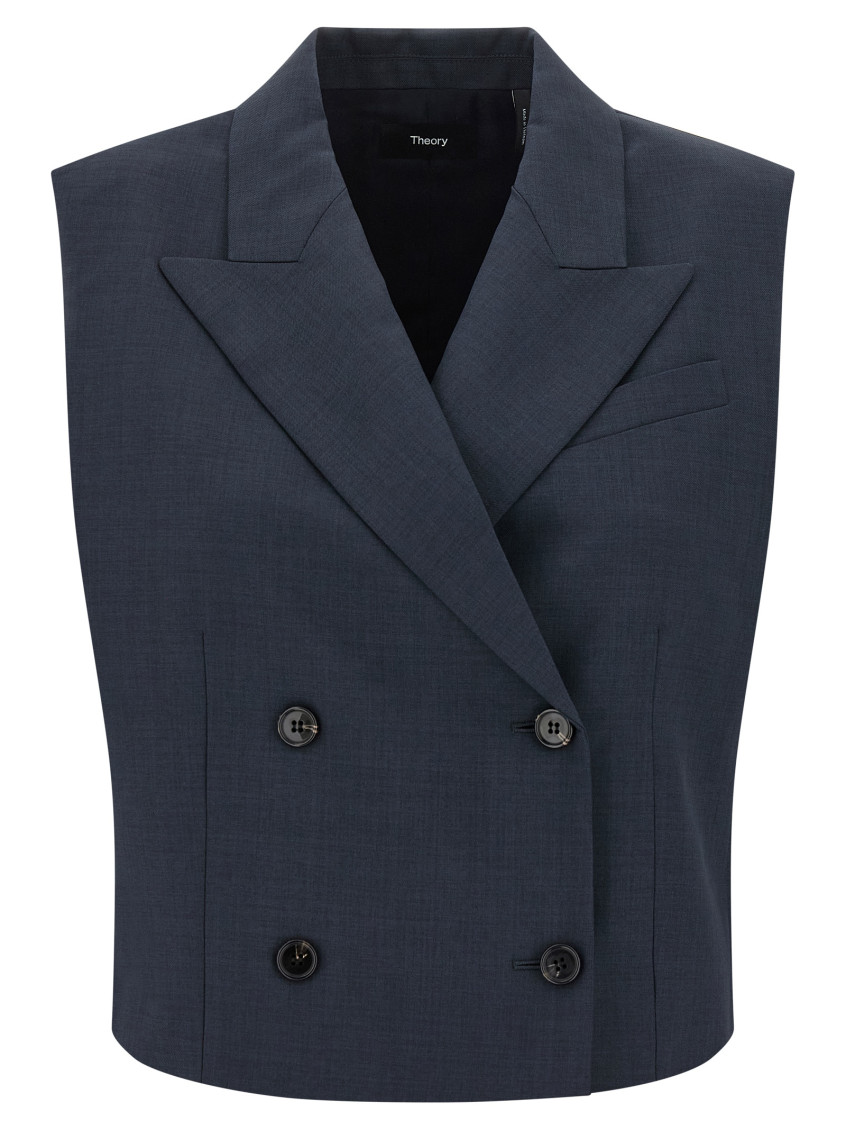 Theory Blue Double-breasted Vest