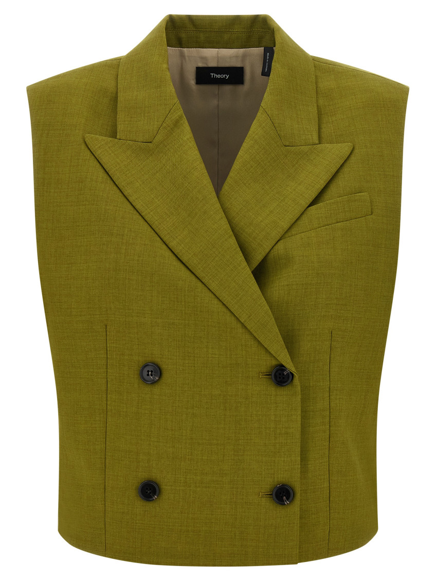 Theory Green Double-breasted Vest