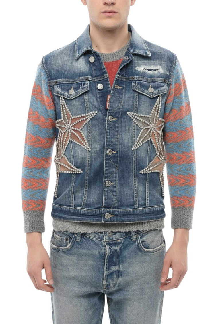 Dsquared2 Navy Blue Denim Jacket In Blue