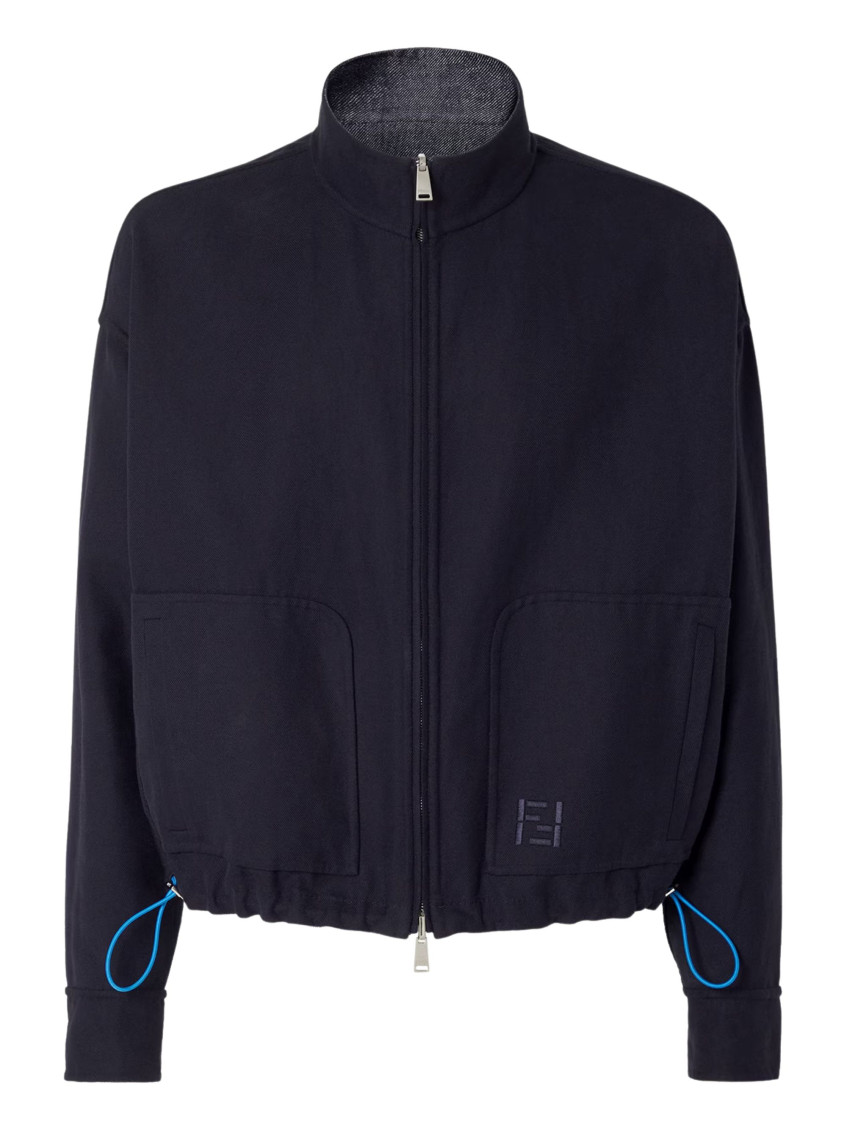 Fendi Blue Textured Reversible Jacket for Men Online India at