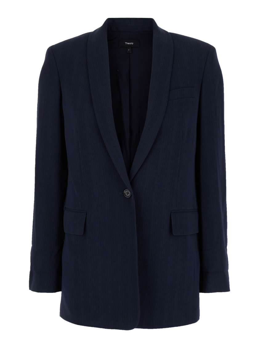 Theory Blue Single-breasted Jacket With Shawl Collar In Cady Woman In Blue