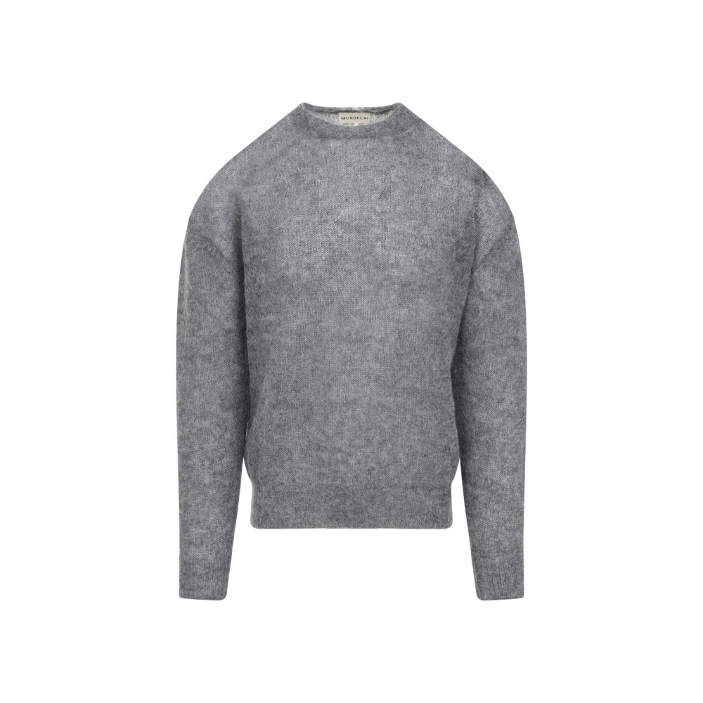 Mordecai Grey Melange Mohair Crewneck Sweater In Gray