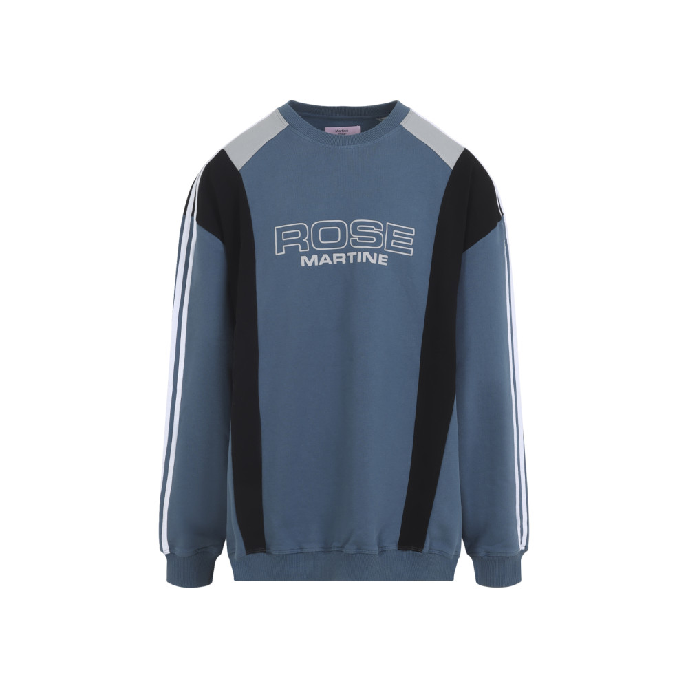 Martine Rose Color Block Crew Neck Long Sleeve Sweatshirt In Blue