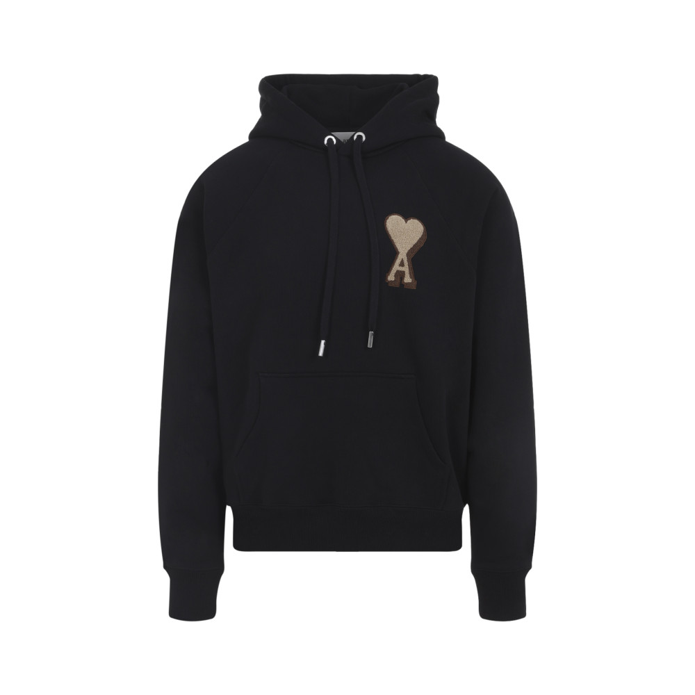 Ami Alexandre Mattiussi Hoodie Sweatshirt With Drawstring And Pocket In Black