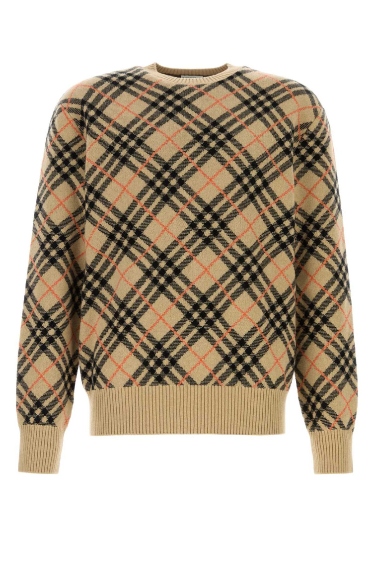 Shop Burberry Natural Crewneck Sweater