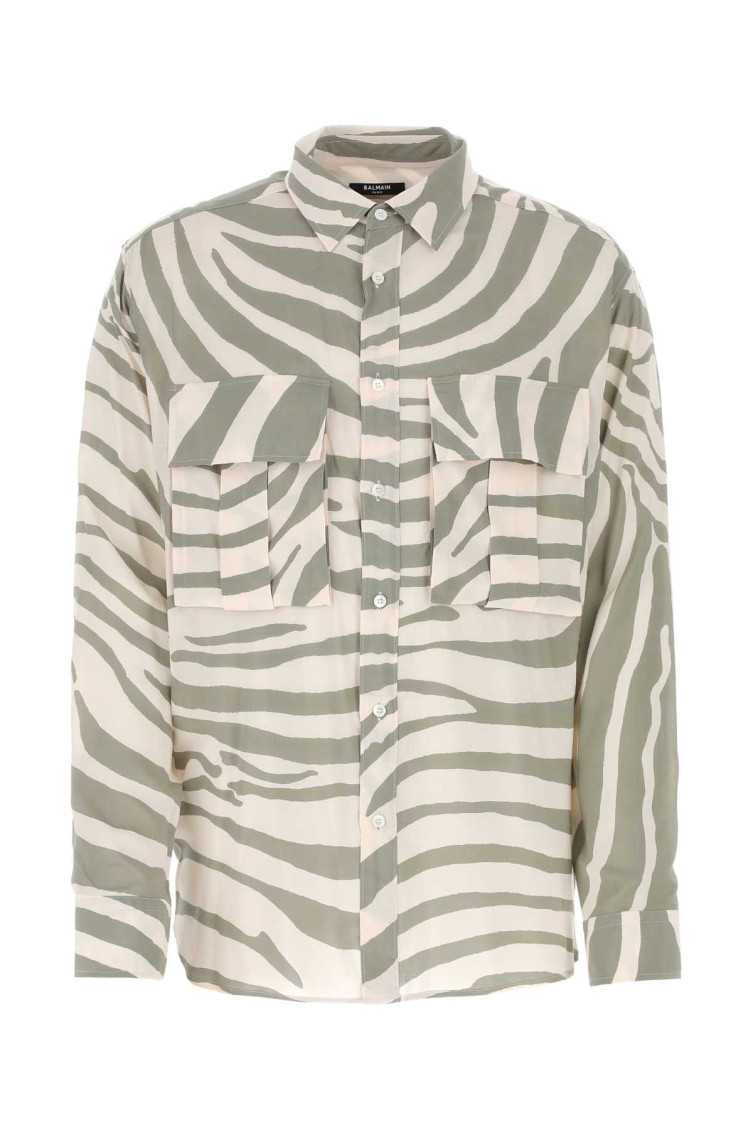 Shop Balmain Multicolor Printed Viscose Shirt