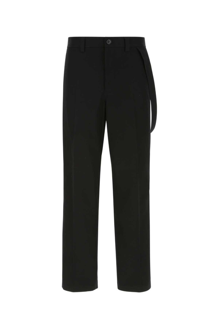 Burberry Black Cotton Wide-leg Pant In Black