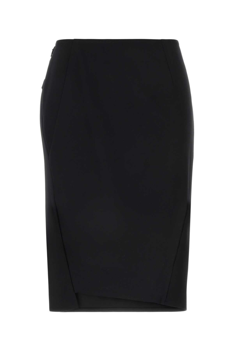 Versace Black Asymmetric Pencil Skirt In Black