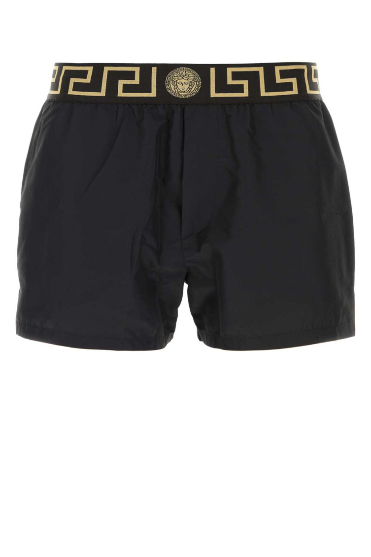 Shop Versace Black Polyester Swimming Shorts