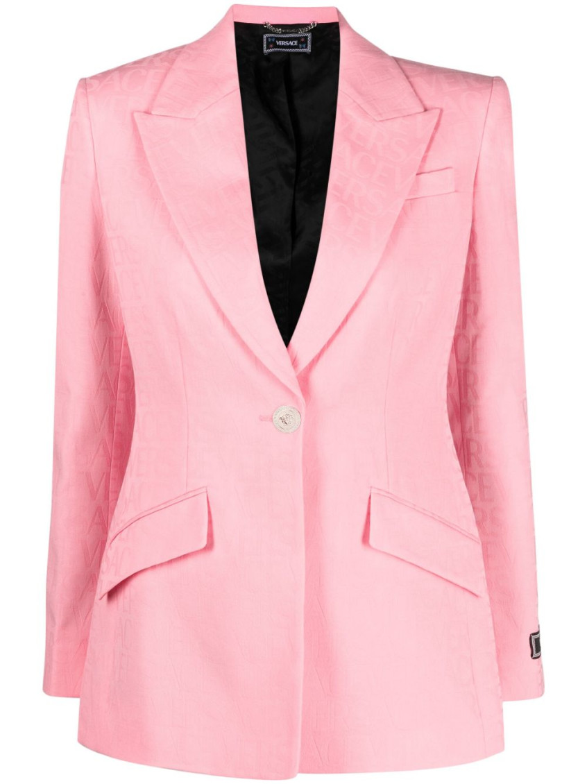 Shop Versace Pink Single-breasted Blazer In Light Pink