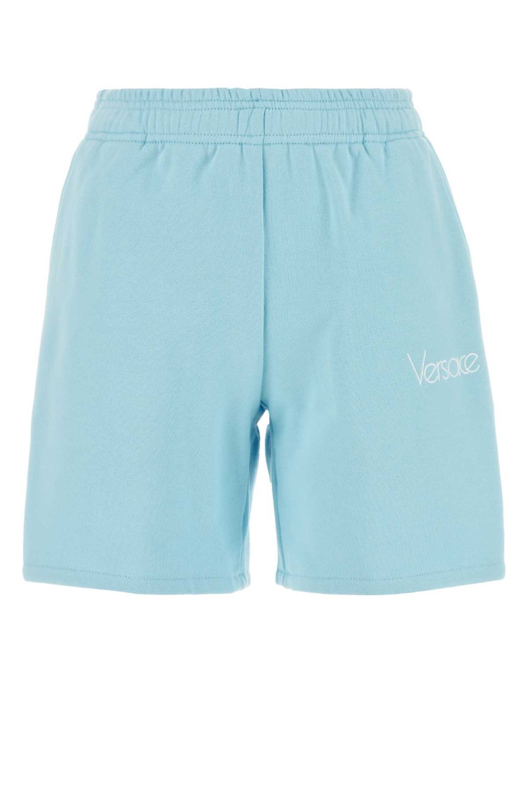 Versace 1978 Re-edition Brushed Jersey Shorts In Blue