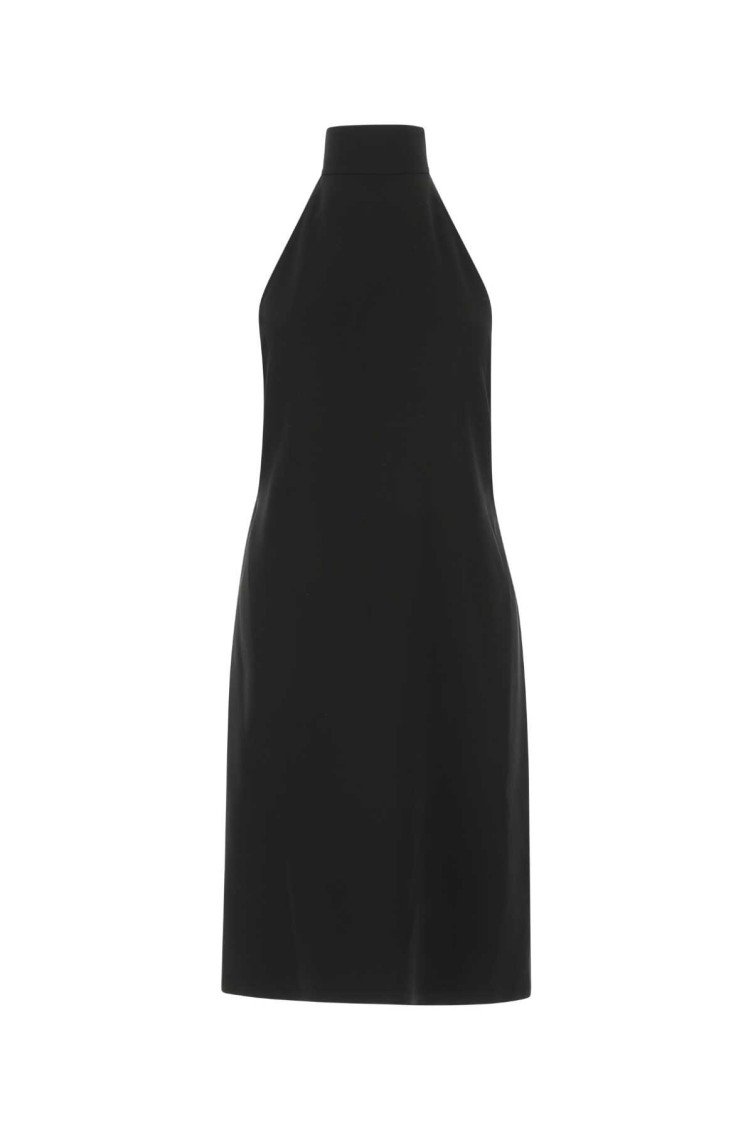 Burberry Funnel-neck Silk Bib Dress In Black