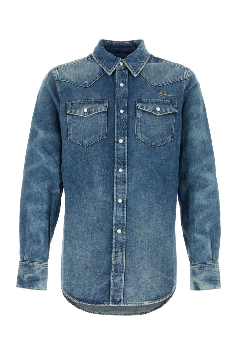 Shop Givenchy Blue Denim Shirt