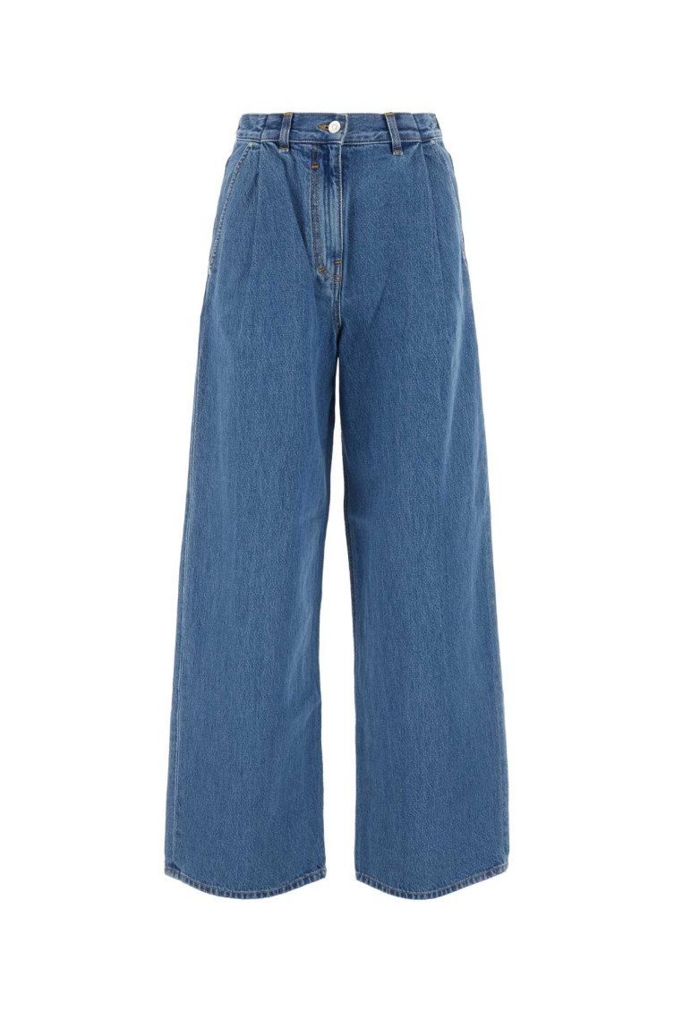 Givenchy High Waist Wide-leg Denim Trousers With Front Pleats In Blue