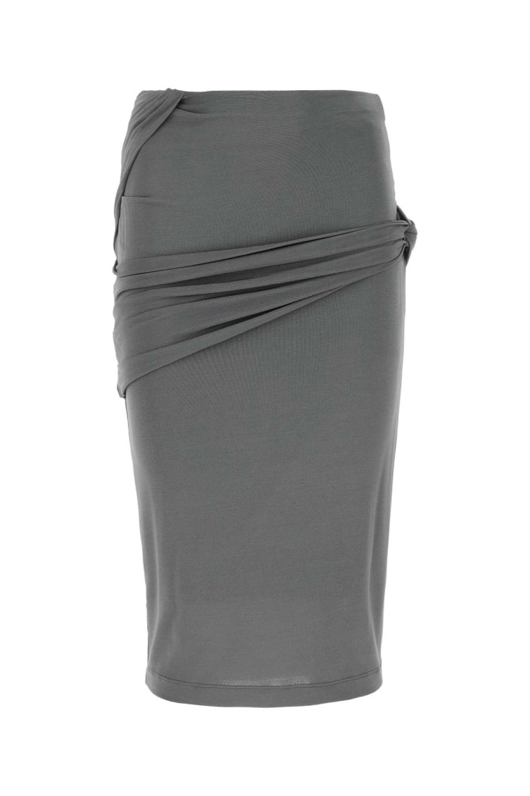 Givenchy Asymmetrical Draped Skirt With Elastic Waistband In Grey
