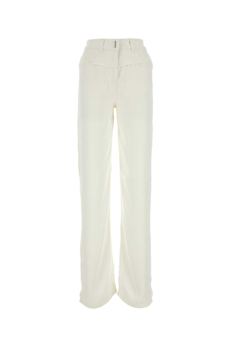 Givenchy Viscose And Denim Wide-leg Trousers In Off White