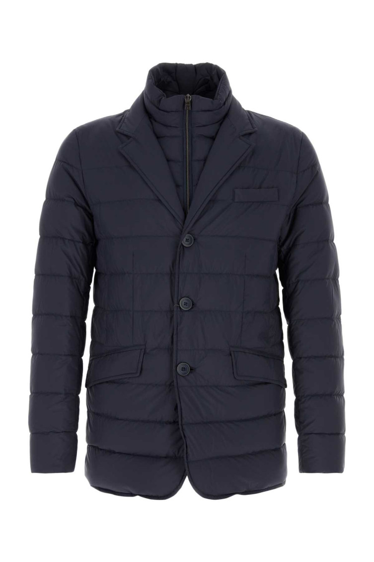 Herno La Giacca Water Resistant Down Blazer With Removable Bib In Blue