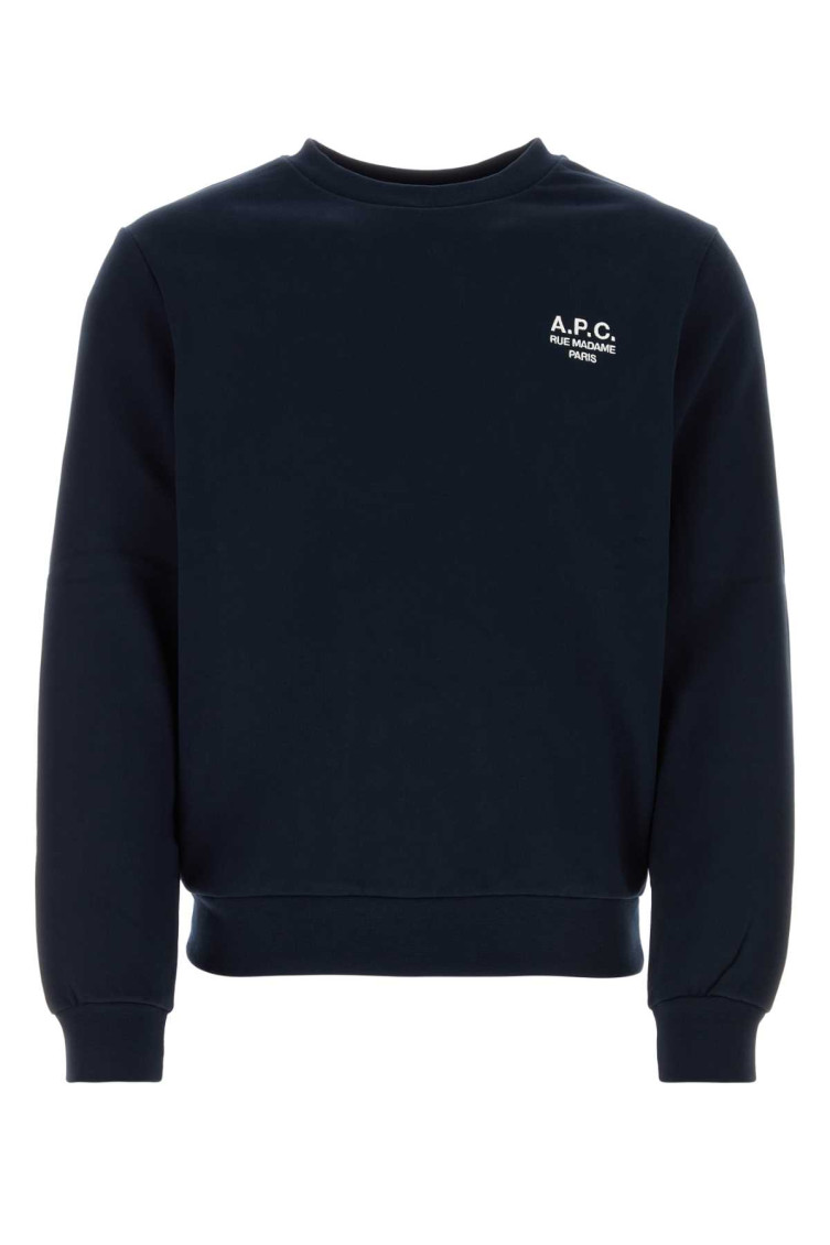 Apc A.p.c. Cotton Sweatshirt With Minimalist Logo And Comfortable Fit In Dark Blue