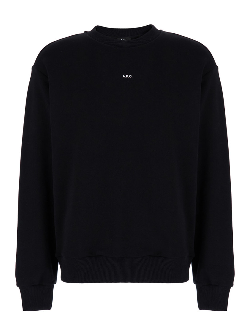 Apc A.p.c. Black Crewneck Sweatshirt With Micro Logo In Jersey In Black