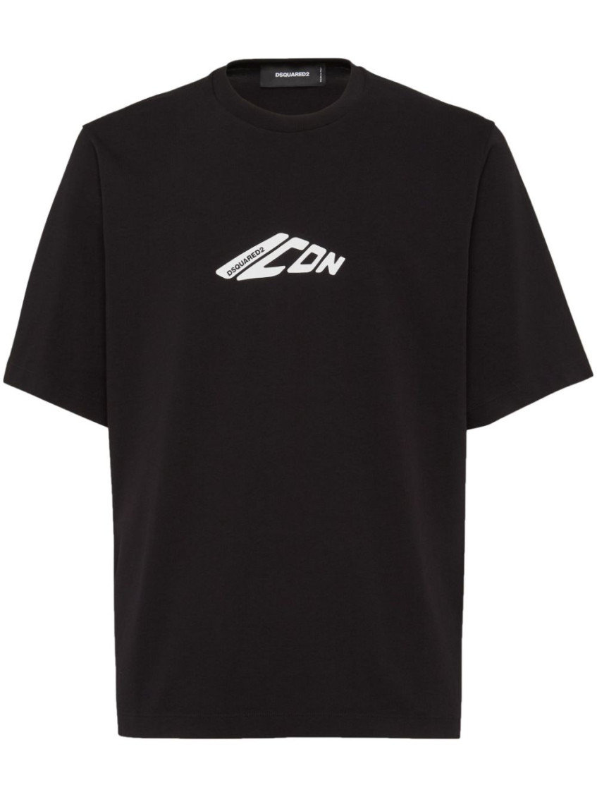 Dsquared2 Black T-shirt With Contrasting Icon Print In Black