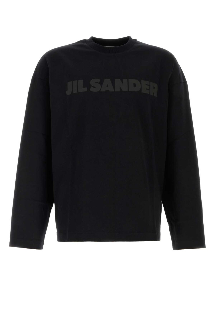 【送料&関税込】Jil Sander Sweatshirt In Black Cotton Jil Sander Black Embroidered Logo Sweatshirt for Men Online
