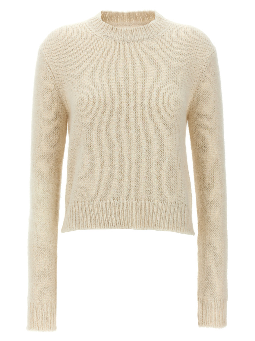 Jil Sander Alpaca Blend Sweater Crew Neck Long Sleeves In White