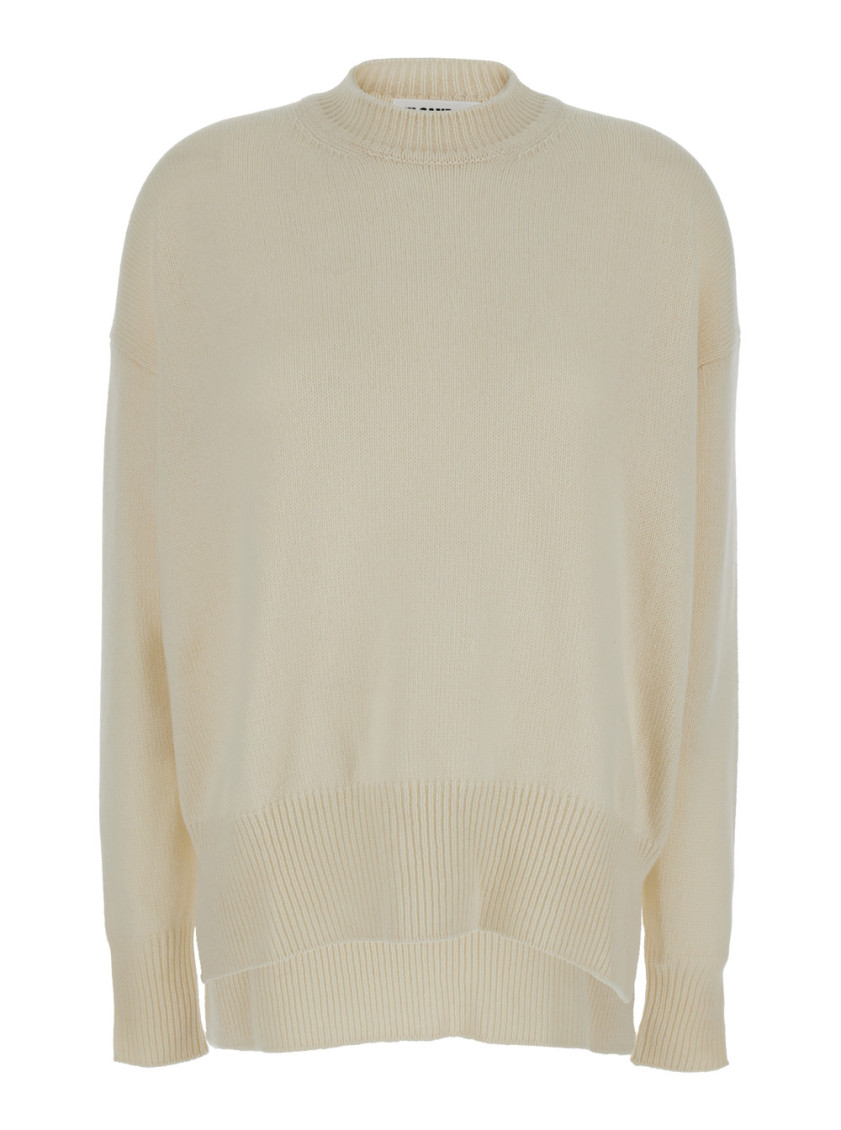Jil Sander Cream Ribbed Pullover In White