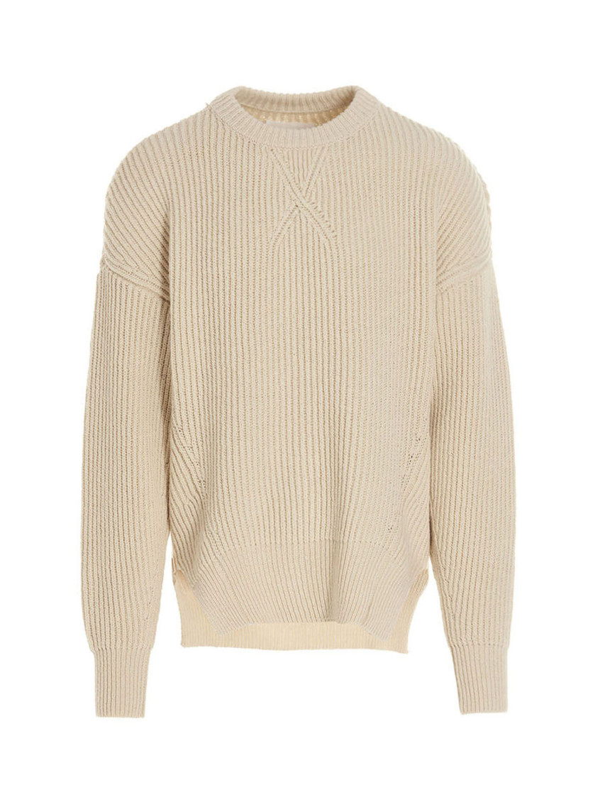 Jil Sander Ivory Cotton And Wool Sweater In White