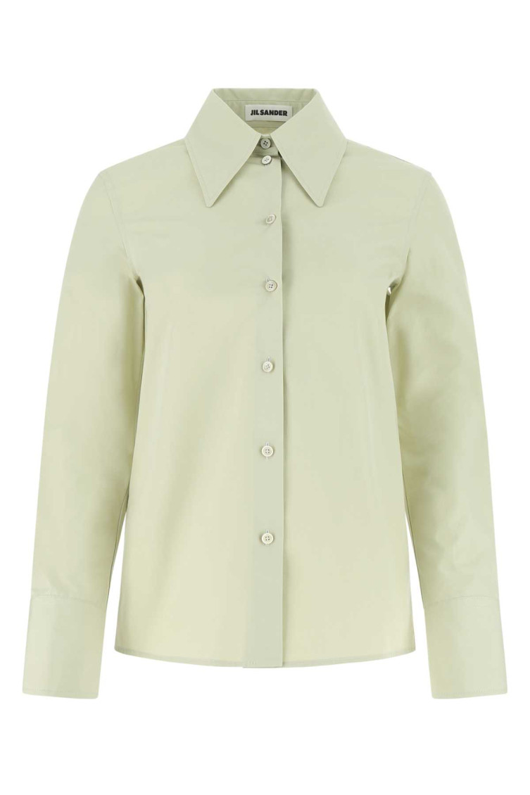 Jil Sander Pastel Green Poplin Oversize Shirt In Green
