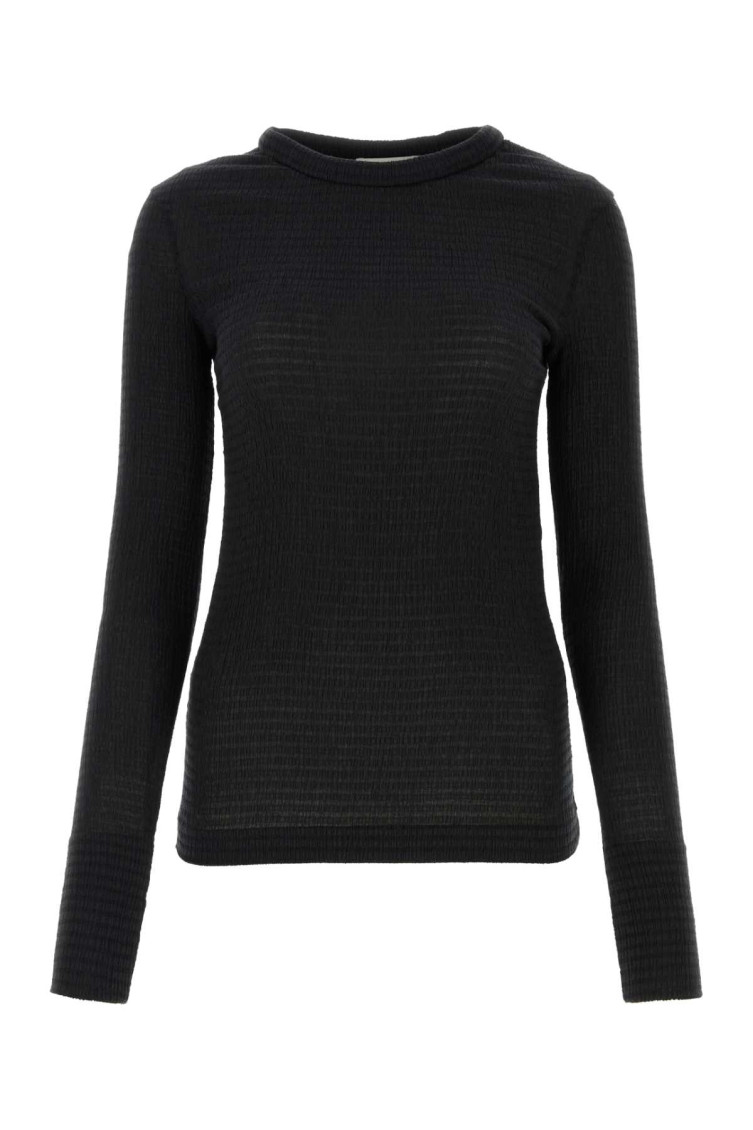 Jil Sander Black Stretch Polyester Blend Sweater In Black