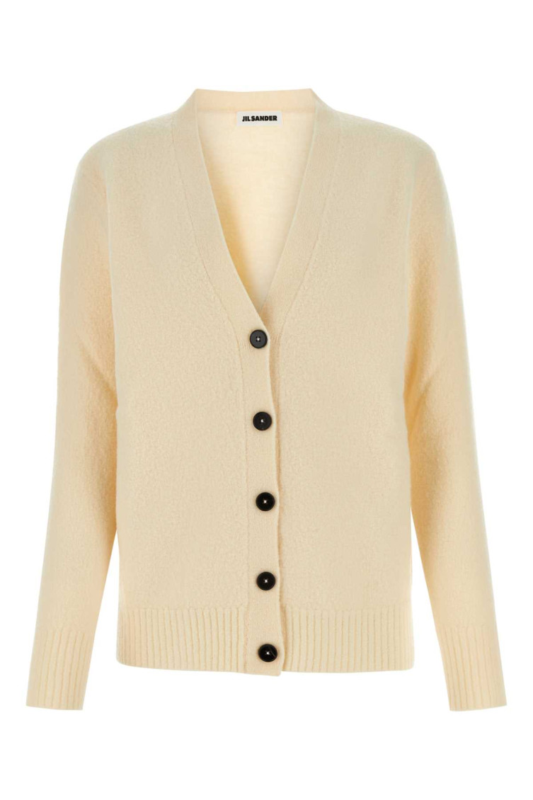Jil Sander Ivory Wool Cardigan In Beige