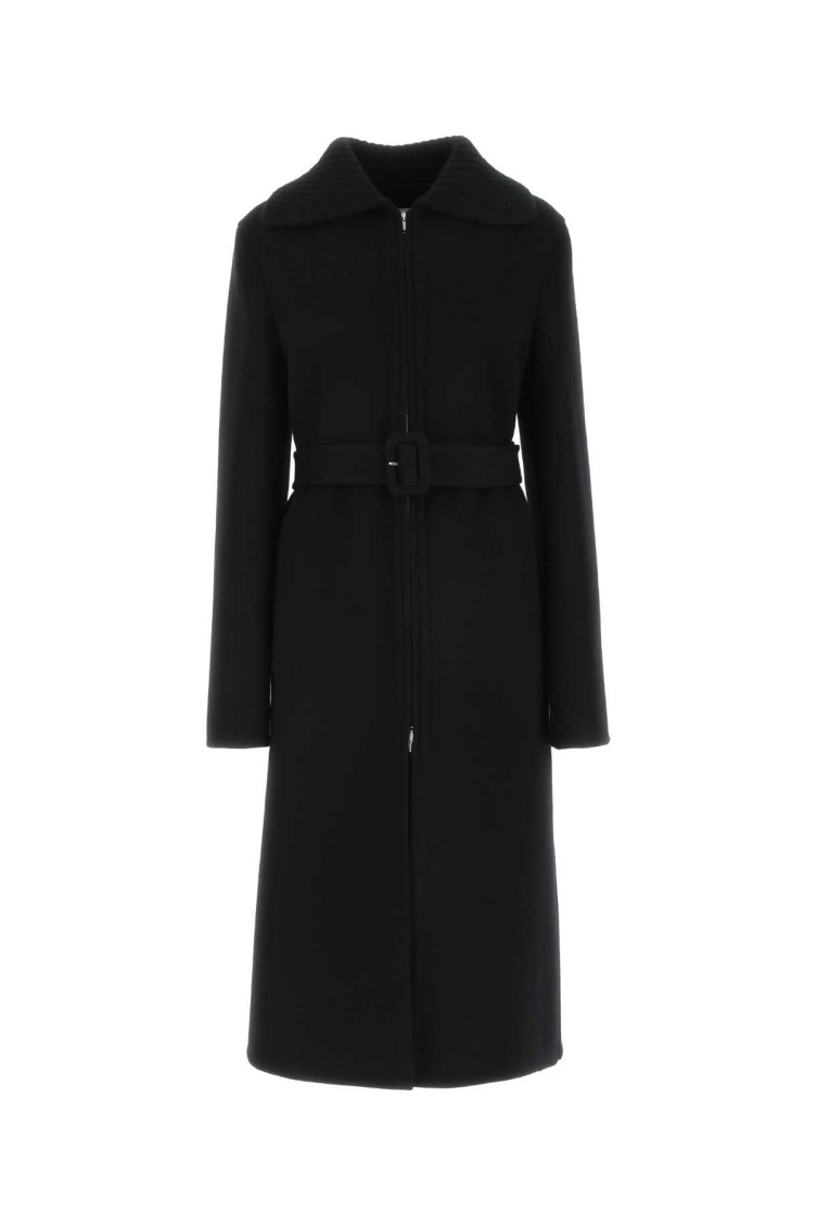 Jil Sander Black Wool Blend Coat In Black