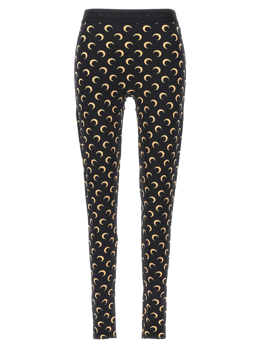 Marine Serre Crescent Moon-print Leggings In Black