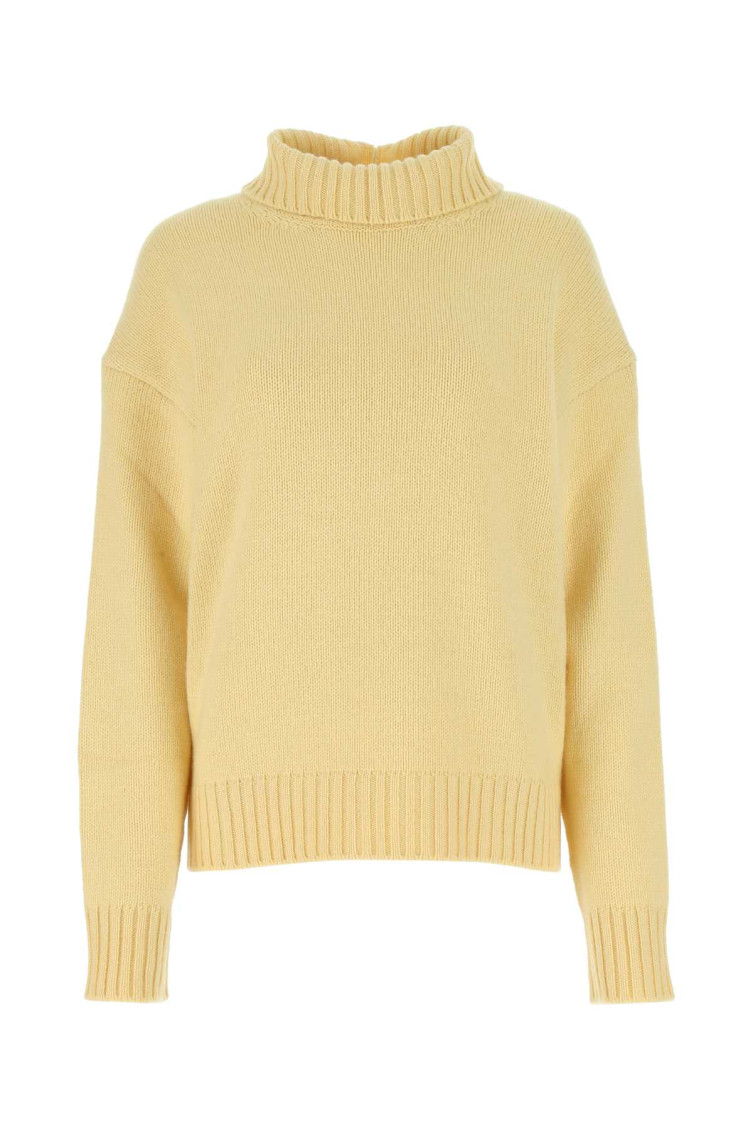 Jil Sander Pastel Yellow Cashmere Blend Oversize Sweater In Yellow