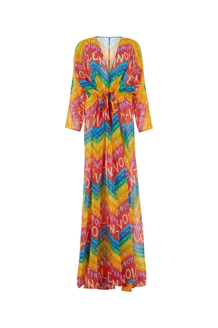 Valentino Chevron 24 Muslin Abendkleid Frau Multicolor 38 In Multicolor