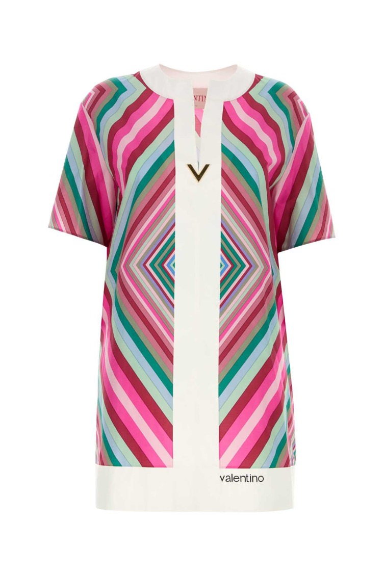 Shop Valentino Multicolor Printed Cotton Mini Dress