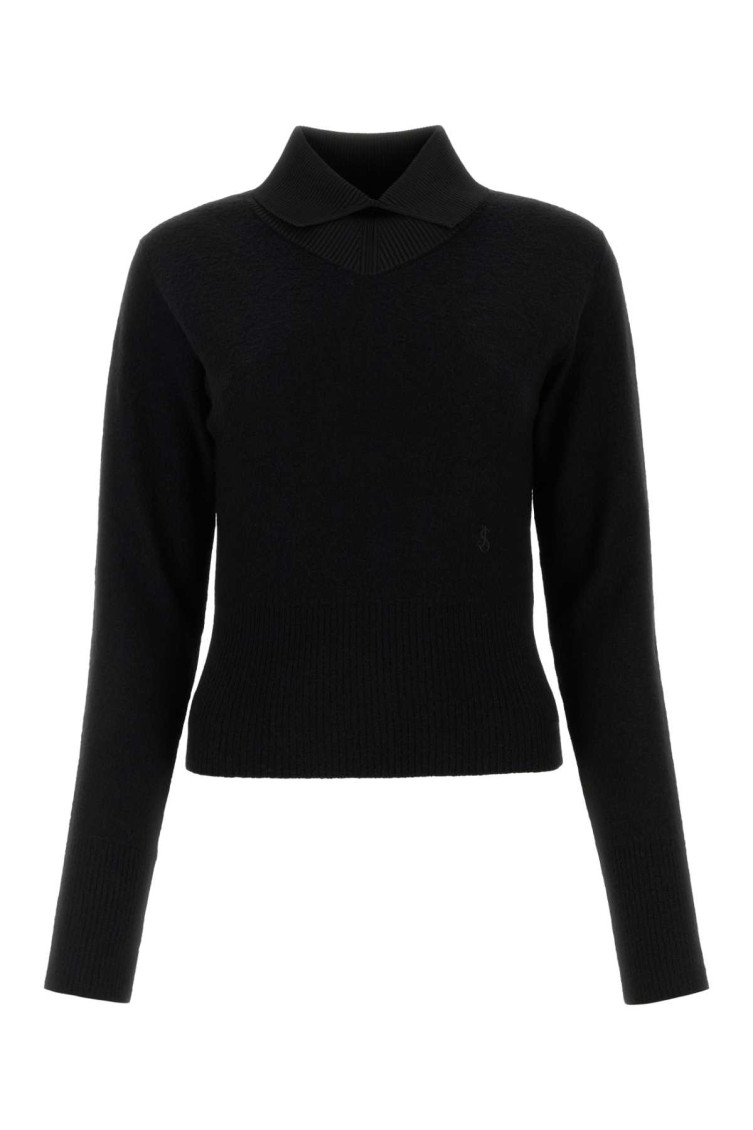 Jil Sander Woman Black Wool Blend Sweater In Black