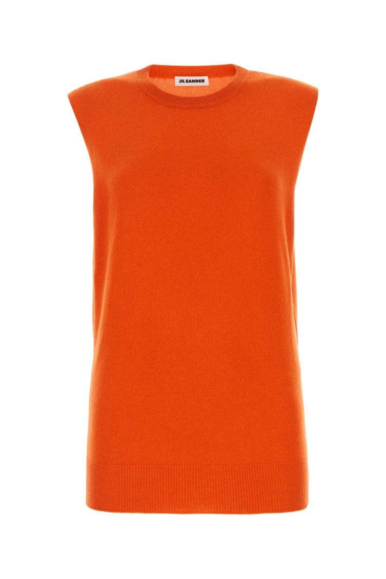 Jil Sander Orange Cashmere Vest In Orange