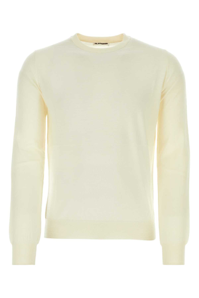 Jil Sander Perforated Crew Neck Sweater In Neutral