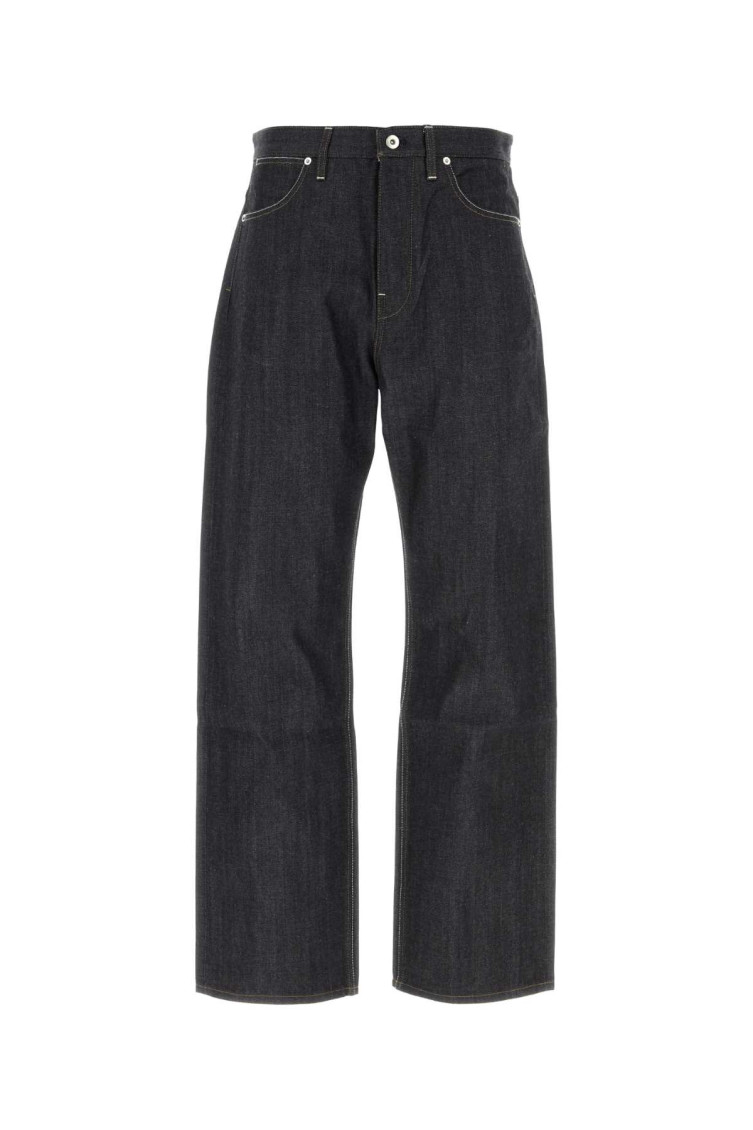 Jil Sander Blue Jeans With Belt Loops And Logo Patch On The Rear In Denim Man In Blue