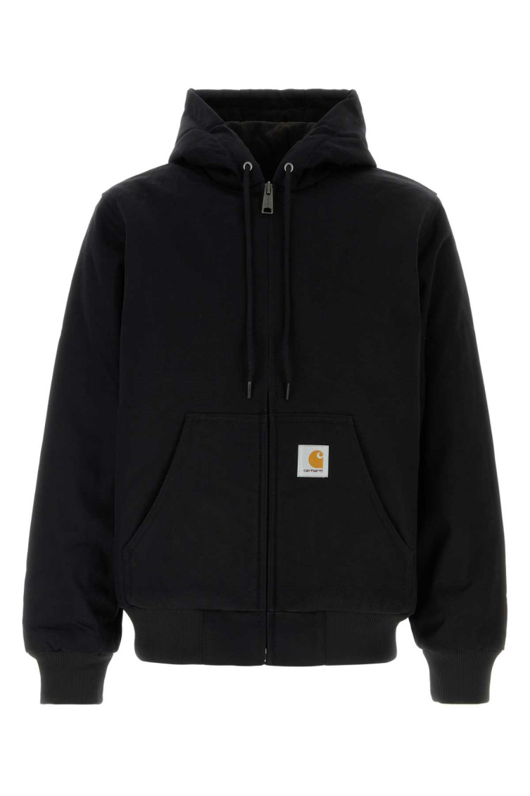 Carhartt Organic Cotton Hooded Blazer Kangaroo Pockets In Black