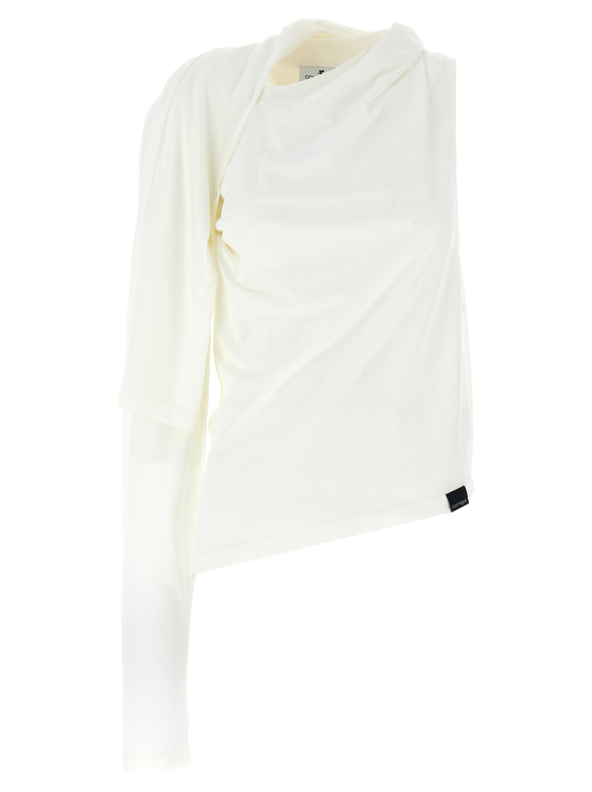 Shop Courrèges White Asymmetries Off The Shoulder T-shirt