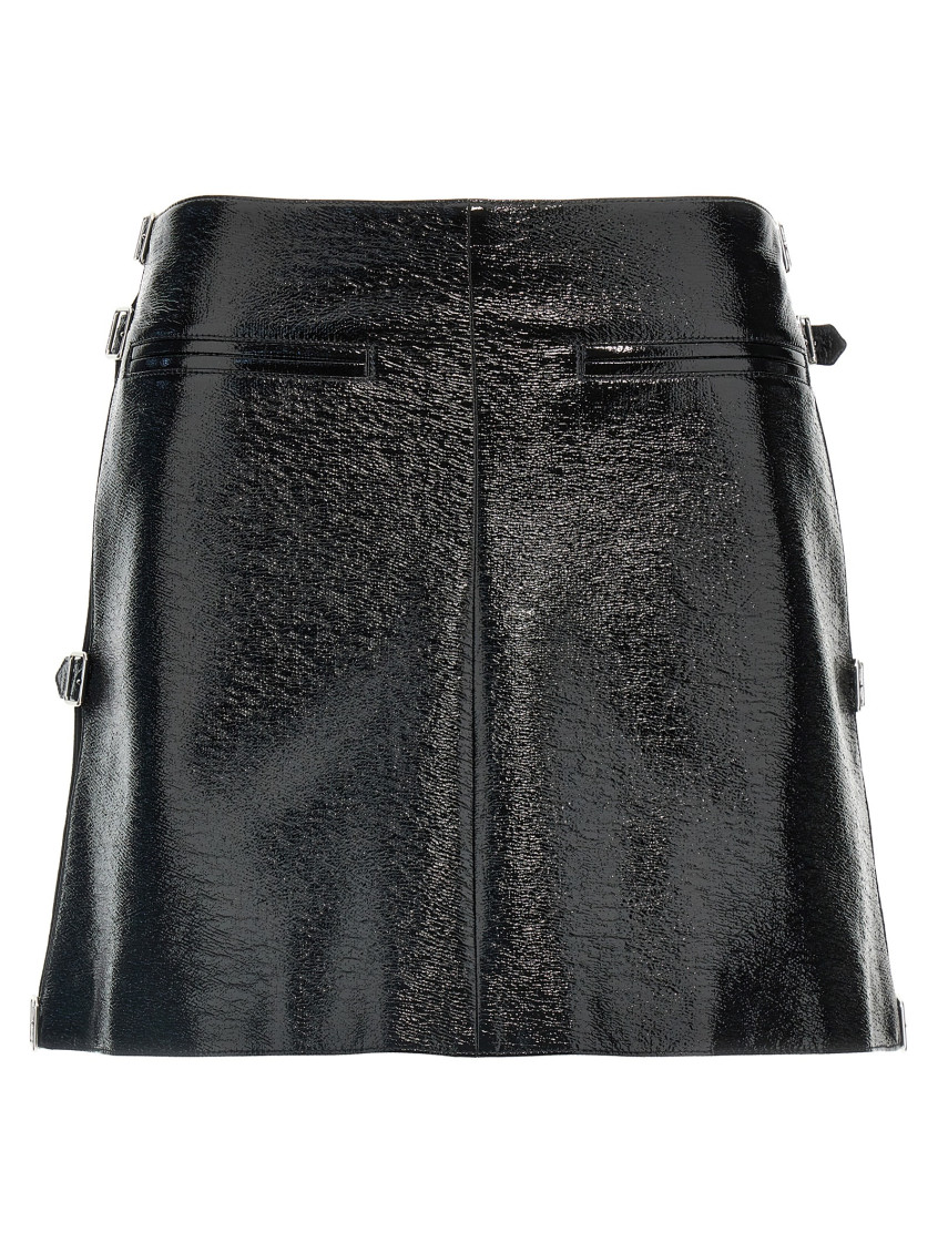 Courrèges Multi Sangle Vynil Mini Skirt In Black