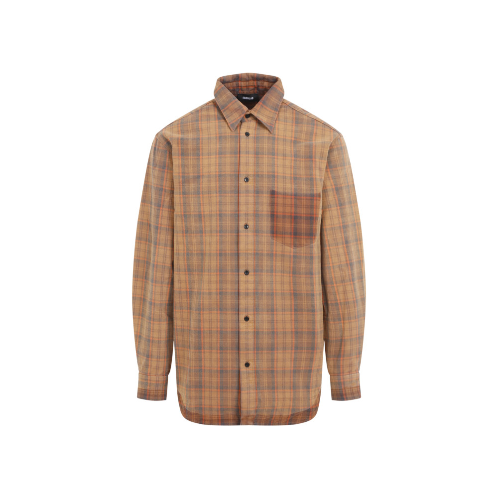 Egonlab Checked Long-sleeved Shirt In Orange