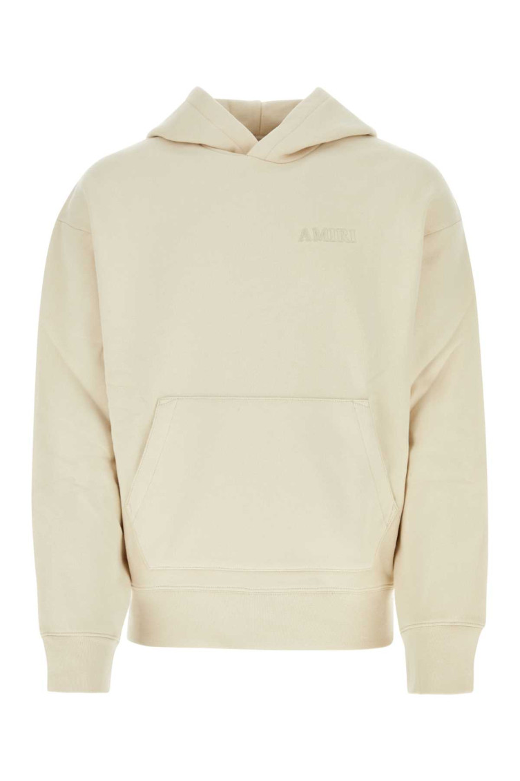 Amiri Cotton Sweatshirt With Front Pocket And Hood In Beige