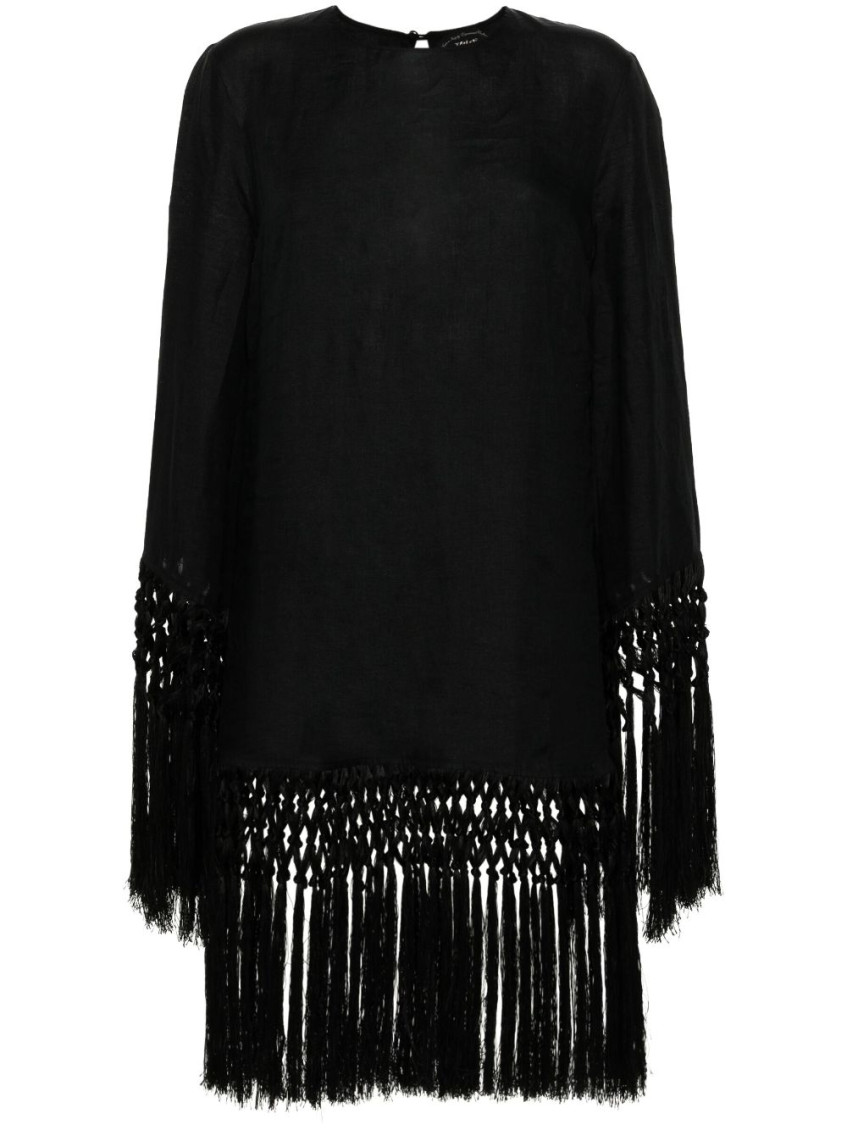 Taller Marmo Claudia Fringed Mini Dress In Black