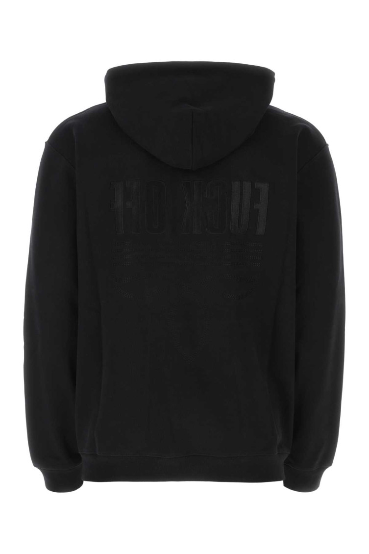 パーカー・フーディ VTMNTS Black cotton blend oversize sweatshirt Black Embroidered Logo Oversized Zip-Up Hoodie by VETEMENTS