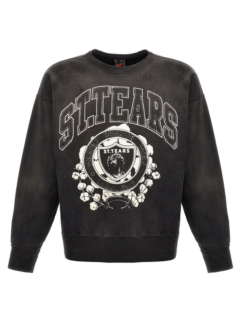 Saint Mxxxxxx Denim Tears Printed Cotton Sweatshirt In Black