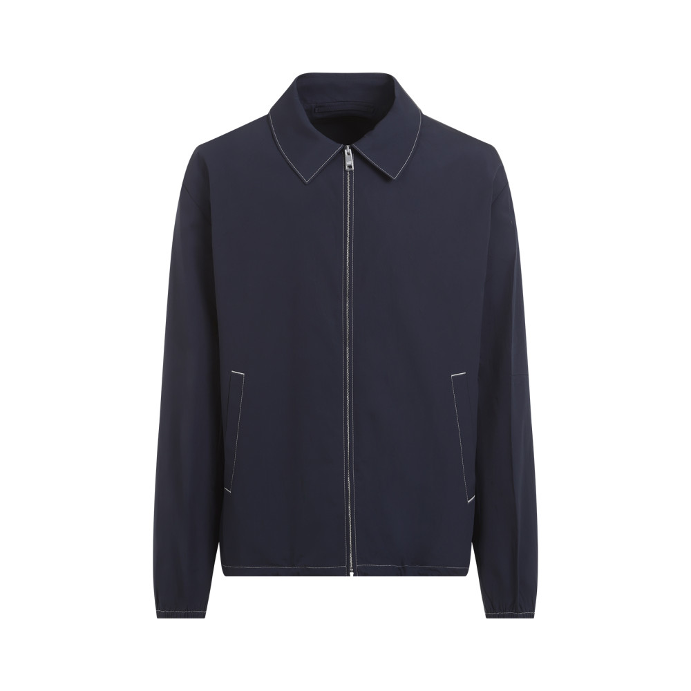 Prada Cotton Blouson With Contrasting Stitching In Blue