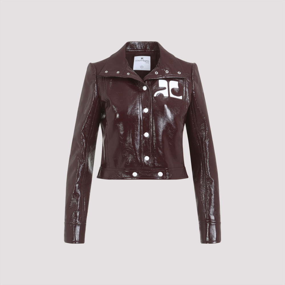 Shop Courrèges Burgundy Jacket With Logo In Maroon